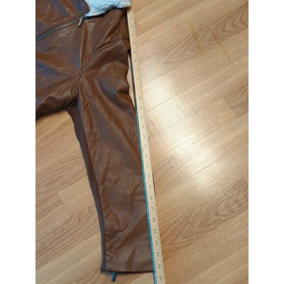 Torrid Faux Leather Jacket Womens 1X Brown Sherpa Lined Zip Asymmetrical Moto - Picture 12 of 12